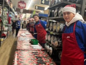 Bishop Broncos Ice Hockey Team helping with the Kids Crafts